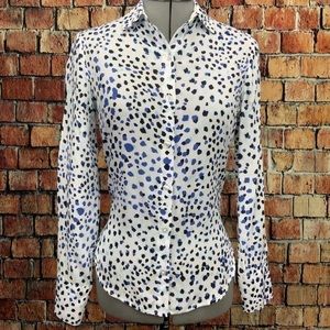 𝅺anthropologie Cloth & Stone Women’s Blouse Button Up Size XXS Blue White